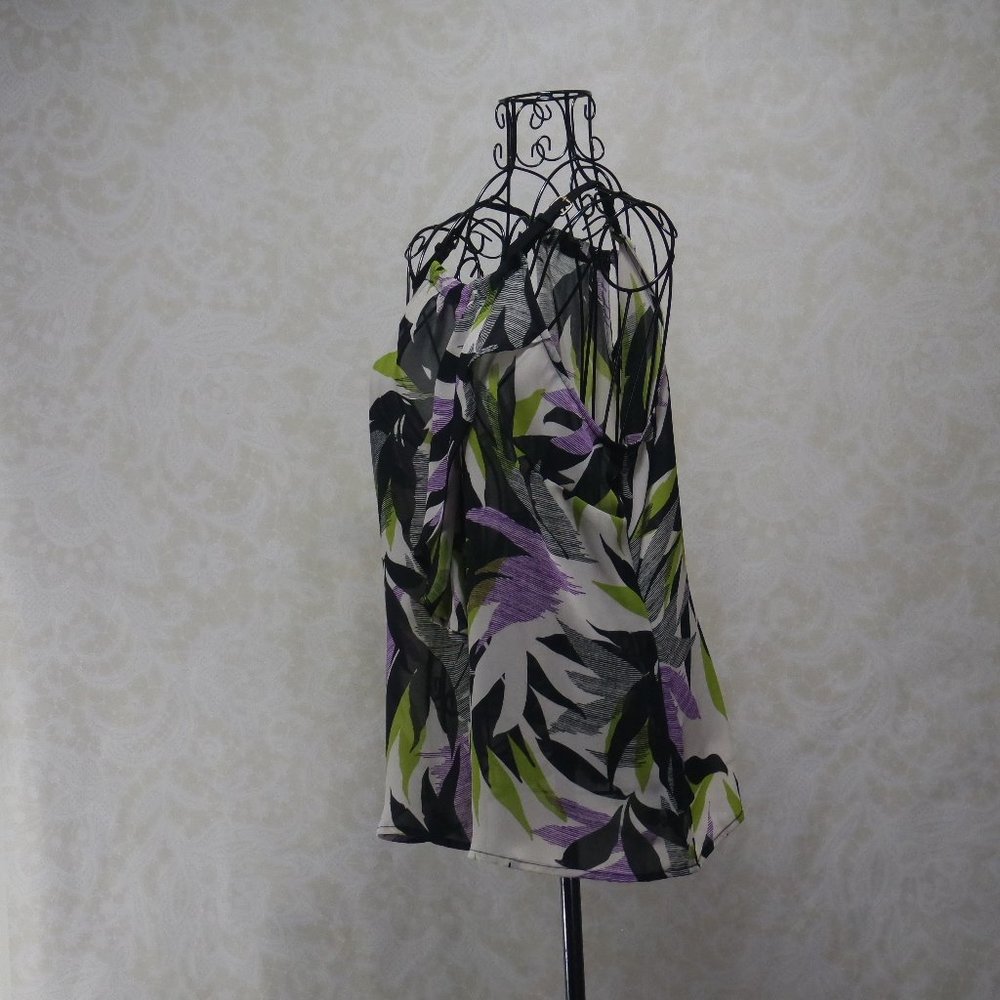 WORTHINGTON Tropical Sleeveless Semi Sheer Dressy Tank Blouse - Picture 5 of 16